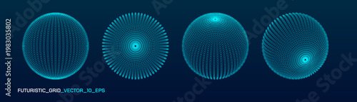 Futuristic wireframe globe with holographic HUD elements. Abstract 3D sphere geometry for cyberpunk, virtual reality and retrowave graphic design