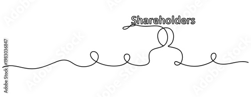 Minimalist continuous line art of shareholder connected to business concept. No editable stroke