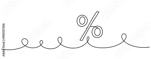 Minimalist line drawing of percentage symbol with curved line. No editable stroke