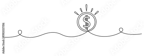Simple line drawing of a dollar sign in water symbolizing financial flow. No editable stroke