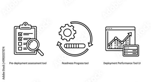 Set of business productivity and data analytics icons with productivity checklist magnifying analysis optimization progress business analytics management performance tracking research