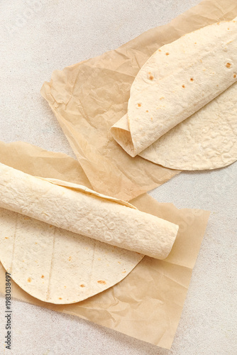 Fresh lavash on light background