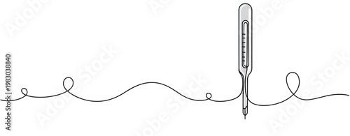 Thermometer indicating temperature standing on continuous line