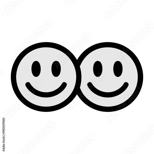 Vector of two smiling faces side by side