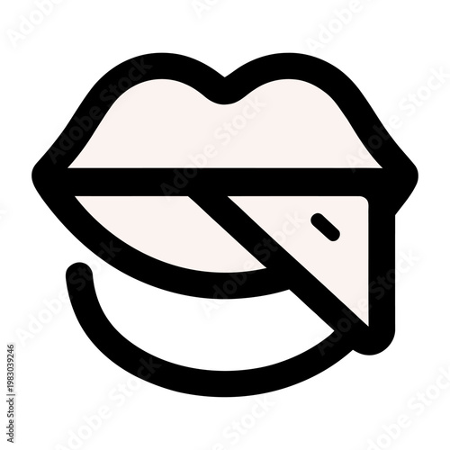 Vector graphic of a zippered mouth indicating silence or secrecy