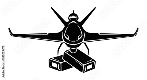 Futuristic Jet Fighter Aircraft Carrying Bombs, Military Aviation, Sci-Fi Combat Drone