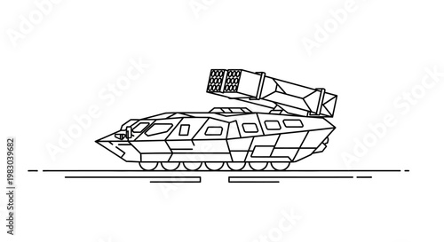 Futuristic Rocket Launcher Vehicle, Military Technology, Sci-Fi Armored Transport