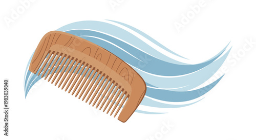 Wooden comb for hair care and styling