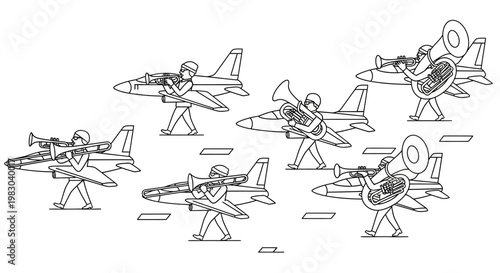 Marching Band Pilots Playing Music on Fighter Jets