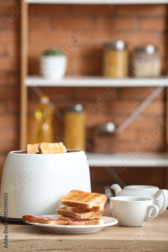 Modern toaster, sweet jam t...