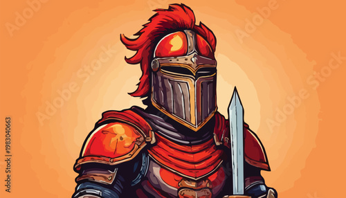 Illustration of a Knight in Shining Armor with Sword.