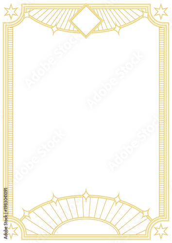 金色風。天体をモチーフにしたアールヌーボー風フレーム。A4サイズ。縁の線はアウトライン化してませんので自由に太さを変えられます。