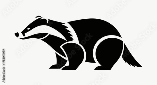 Stylized Black and White Illustration of a Badger 1.