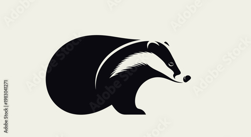 Stylized Silhouette of a Black and White Badger 2.