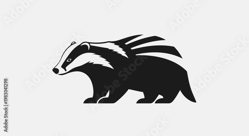 Stylized Silhouette of a Black and White Badger 1.