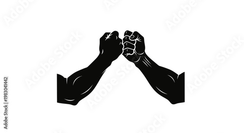 Two Fists Clenched Ready for Arm Wrestling Competition.