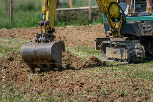 Quadro su tela Earthworks, exterior works with machinery, industry