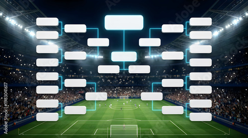 Soccer Championship Tournament Bracket in Professional Stadium