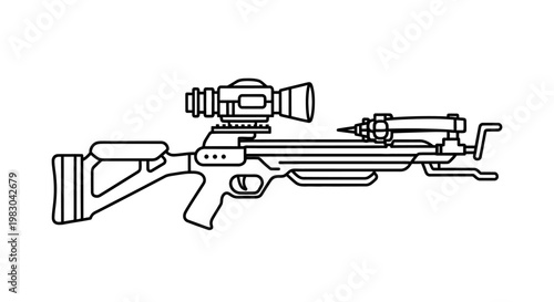 Modern Hunting Crossbow with Scope and Arrows, Silhouette Vector Illustration