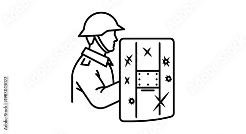 Riot Police Officer with Shield, Crowd Control, Public Order, Security, Protest