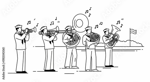 Sailor Band Playing Music Outdoors