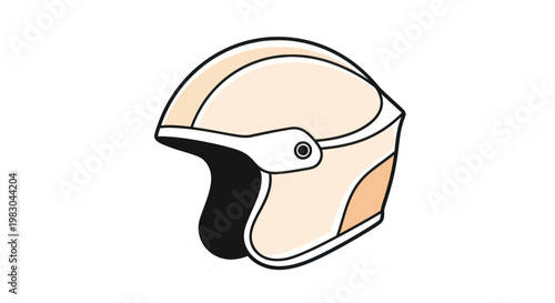 Beige Motorcycle Helmet Closeup View.