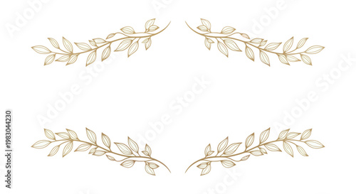 Delicate floral leaf branches illustration.