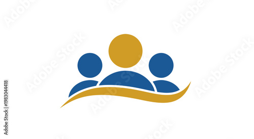 Three People Teamwork Unity Symbol.