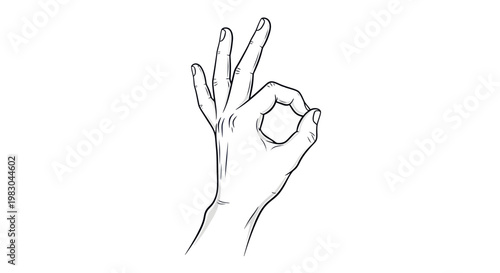 Hand making okay sign gesture.