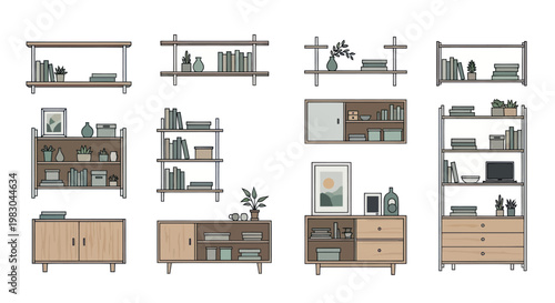 Collection of modern furniture sideboards.