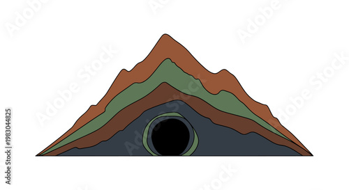 Multicolored Layered Mountain Geology Diagram.