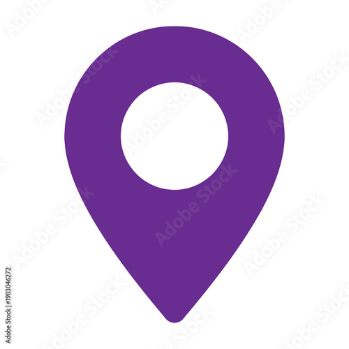 Purple Map Pin Icon Isolated on White Background Representing Navigation and Location Services