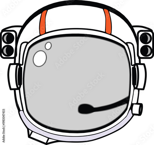 Astronaut Helmet Vector Illustration Grayscale, Space Suit Helmet Icon, Cosmonaut Visor Isolated on Transparent Background
