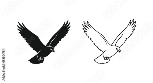 Eagles in Flight Symbolic Art Design Vector