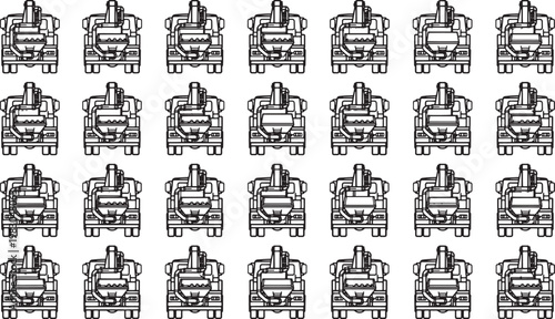 Array of repeating detailed braces on a pristine backdrop. This image showcases the intricate details of orthodontics.