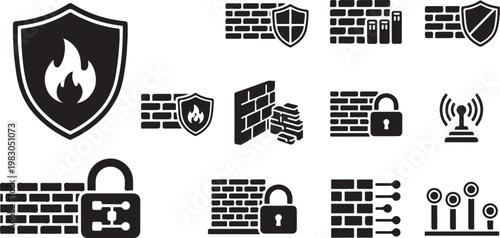 Security icons for protection and safety measures