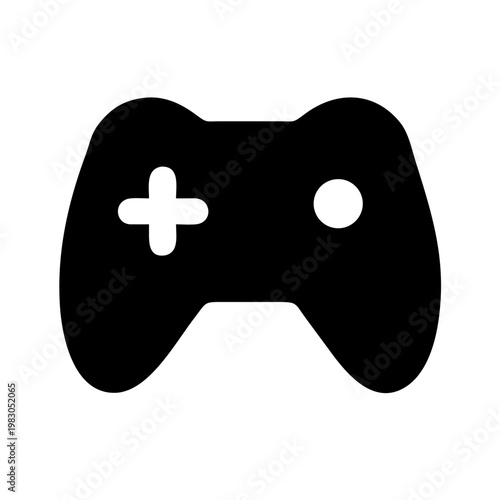 A black gaming joystick gamepad controller isolated on white background for computer console entertainment and leisure activity
