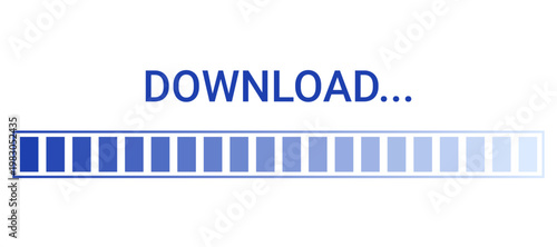 Download bar with process progressing. Digital progress indicator for web interface or software application. Modern data transfer status icon for technology and computing design. Vector illustration