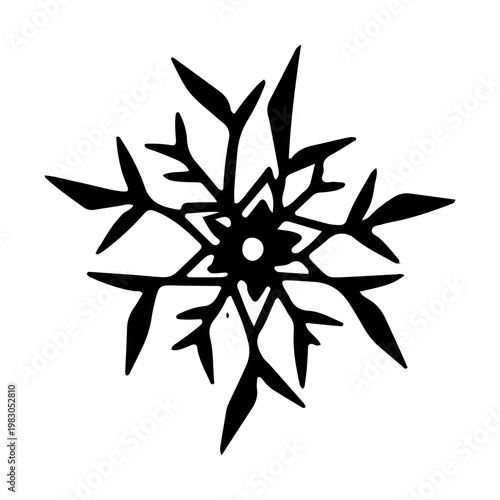 Hand Drawn Black Snowflake Icon