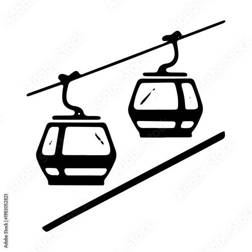 Minimalist Cable Car Vector Icon