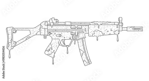 Melting Gun Illustration: Symbol of Destruction, War, and Decay