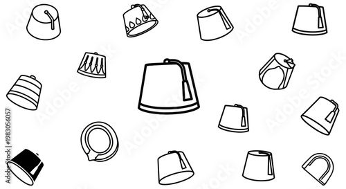 Collection of Fez Hats in Various Styles and Angles