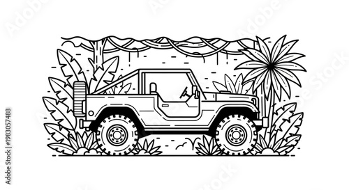 Off-road Jeep in Jungle: Adventure, Exploration, and Outdoor Travel