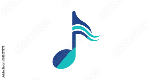 Blue musical eighth note symbol.