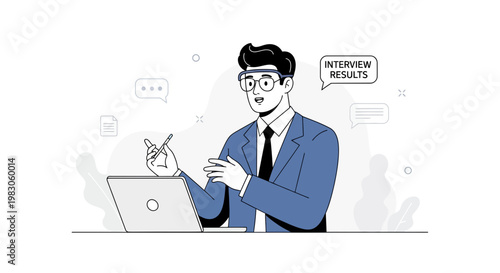 Man in Suit Discussing Interview Results Online