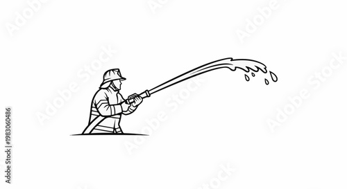 Firefighter spraying water from a hose