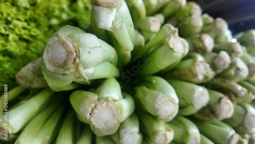 Photo of fresh green vegetables at a market