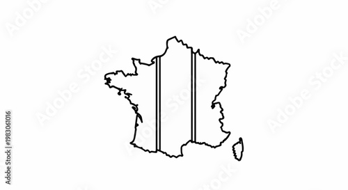 Outline map of France with vertical stripes