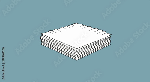 Stack of neatly folded white paper napkins on a muted blue background