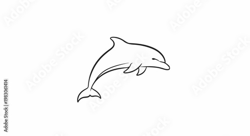 Stylized outline of a playful dolphin leaping from water
